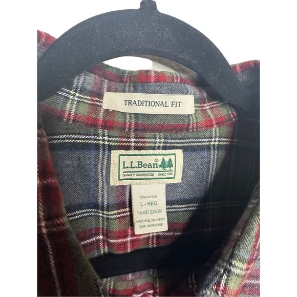 L.L. Bean Scotch Plaid Flannel Long Sleeve Traditional Fit‎ Shirt Sz Large Men's - Picture 3 of 4
